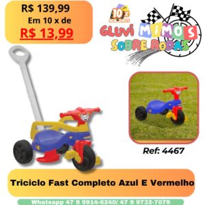 Triciclo Fast Completo Azul E Vermelho