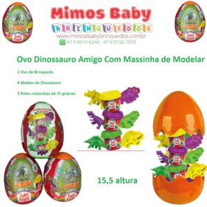 Ovo Dinossauro Amigo Com Massinha Super Toys - 15,5 altura