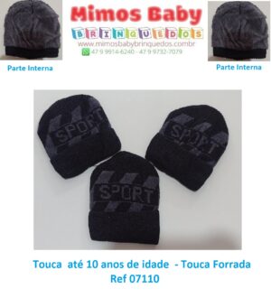 Touca  até 10 anos de idade  - Touca Forrada - Ref 07110