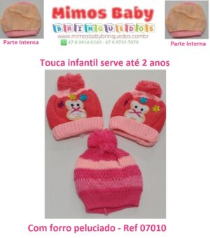 Touca infantil serve até 2 anos de idade  Com forro peluciado - Ref 07010