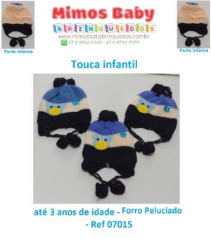Touca infantil até 3 anos de idade - Forro Peluciado - Ref 07015