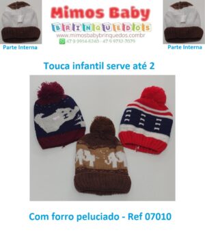 Touca infantil serve até 2 anos de idade  Com forro peluciado - Ref 07010