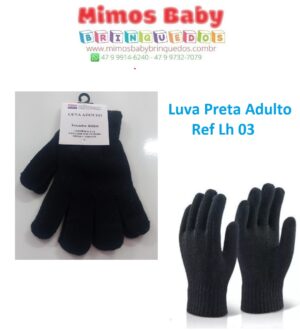 Luva Preta Adulto - Ref Lh 03