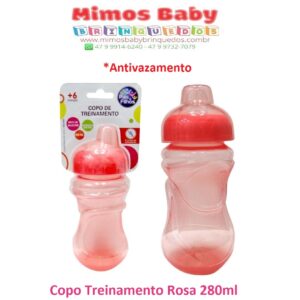 Copo Treinamento Rosa 280ml Pais e Filhos Antivazamento