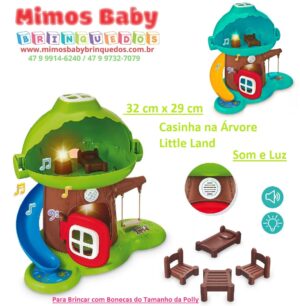 Casa na Árvore Little Land com acessórios, som e luz  32 cm x 29 cm
