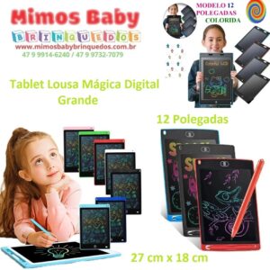 Tablet Lousa Mágica Digital Grande Tela Lcd 12 Polegadas 27 cm x 18 cm