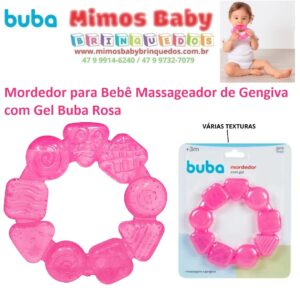 Mordedor para Bebê Massageador de Gengiva com Gel Buba Rosa