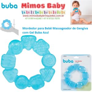 Mordedor para Bebê Massageador de Gengiva com Gel Buba Azul