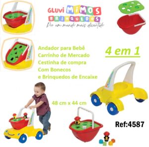 Andador 4 em 1 Carrinho de Mercado / Cestinhas de Compras - Didatico 48 cm x 44 cm