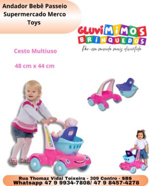 Andador Bebê Passeio Supermercado Merco Toys 48 cm x 44 cm