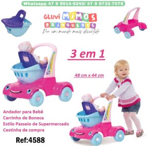 Andador Bebê Passeio Supermercado Merco Toys 48 cm x 44 cm