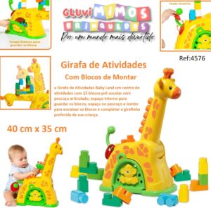 Blocos de Montar - Baby Land - Girafa de Atividades -Amarelo- Cardoso Toys 40 cm x 35 cm
