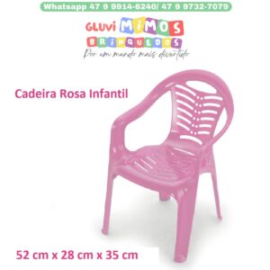 Cadeira Rosa Infantil  52 cm x 28 cm x 35 cm