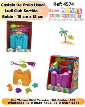 Castelo De Praia Usual Ludi Club Sortido - Balde - 18 cm x 18 cm