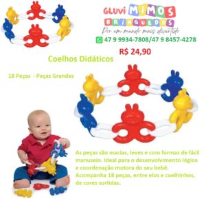 Coelhos Didáticos - Mercotoys -18 Peças  - Peças Grandes