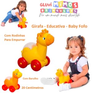 Girafa - Baby Fofo - Com Rodinhas Para Empurrar - 20 Centímetros - com barulho