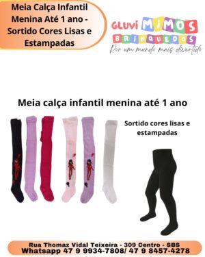 Meia Calça Infantil Menina Até 1 ano - Sortido Cores Lisas e Estampadas