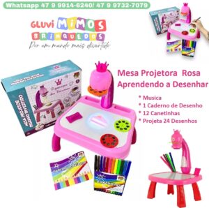 Mesa Projetora Infantil Rosa Aprendendo a Desenhar - DMTOYS