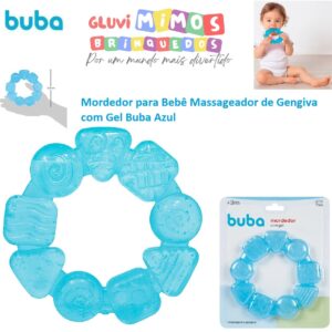 Mordedor para Bebê Massageador de Gengiva com Gel Buba Azul