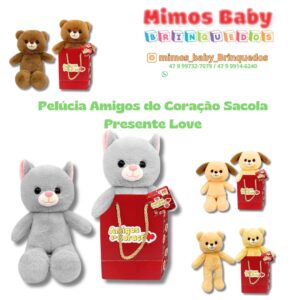 Coleção Urso de Pelúcia Amigos do Coração - 25 centímetros - Unidade