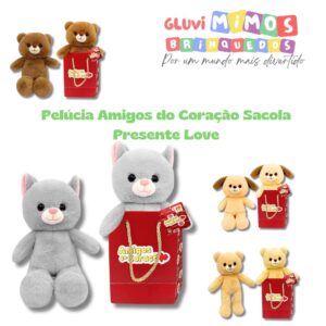 Coleção Urso de Pelúcia Amigos do Coração - 25 centímetros - Unidade