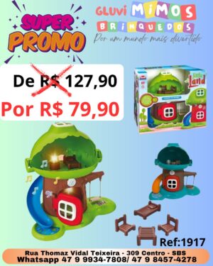 Casa na Árvore Little Land com acessórios, som e luz  32 cm x 29 cm