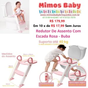 Redutor De Assento Com Escada Rosa Baby - Buba