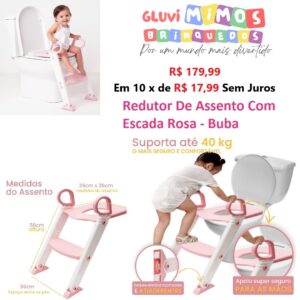 Redutor De Assento Com Escada Rosa Baby - Buba