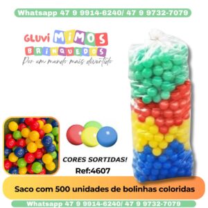 Saco com 500 unidades de bolinhas coloridas