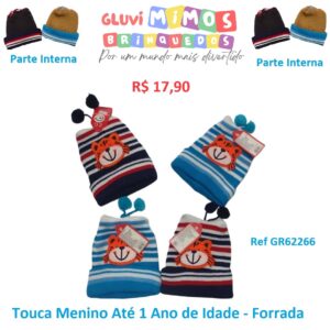 Touca Menino Até 1 Ano de Idade - Forrada  Ref GR62266
