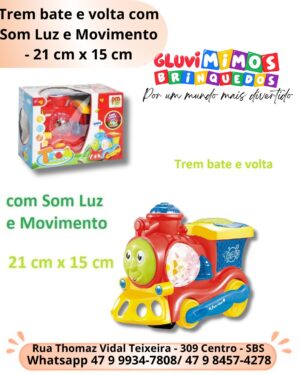Trem bate e volta com Som Luz e Movimento  - 21 cm x 15 cm