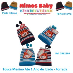 Touca Menino Até 1 Ano de Idade - Forrada  Ref GR62266