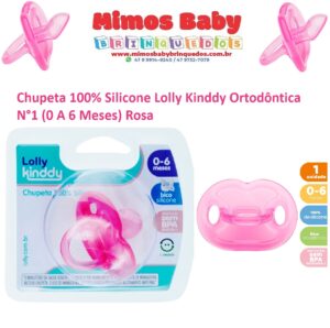 Chupeta 100% Silicone Lolly Kinddy Special Ortodôntica N°1 (0 A 6 Meses) Rosa