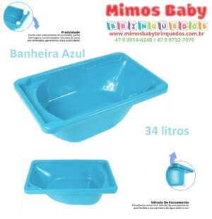 Banheira Azul Infantil Banho - 34 litros