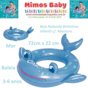 Boia Redonda Bichinhos Infantil c/  Abertura 72cm x 22 cm 3-6 anos - Mor - Baleia - até 25Kg