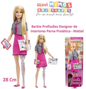 Boneca Barbie Profissões Designer de Interiores Perna Protética Mattel