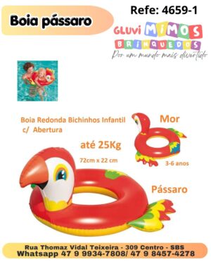 Boia Redonda Bichinhos Infantil c/  Abertura 72cm x 22 cm 3-6 anos - Mor - Pássaro -até 25Kg