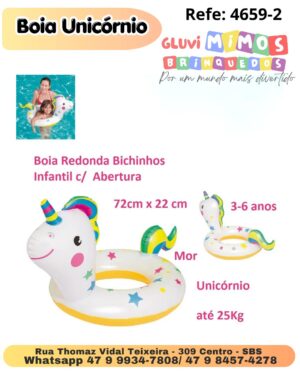 Boia Redonda Bichinhos Infantil c/  Abertura 72cm x 22 cm 3-6 anos - Mor - Unicórnio - até 25Kg