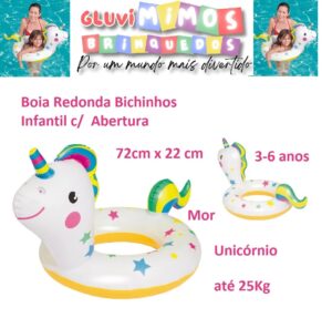 Boia Redonda Bichinhos Infantil c/  Abertura 72cm x 22 cm 3-6 anos - Mor - Unicórnio - até 25Kg