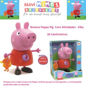 Boneca Peppa Com Atividades - Peppa Pig- 26 Centimetros  - Elka