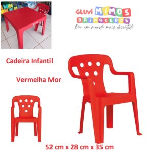 Cadeira Infantil  Vermelha Mor Kids  52 cm x 28 cm x 35 cm