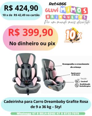 Cadeirinha para Carro Dreambaby Grafite Rosa de 9 a 36 kg - Styl