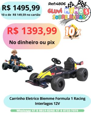 Carrinho Eletrico Biemme Formula 1 Racing Interlagos 12V