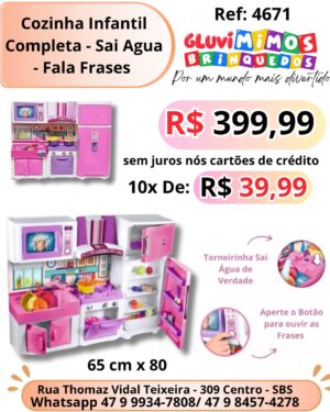 Cozinha Infantil  Completa - Sai Agua - Fala Frases - 65 cm x 80 