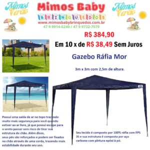 Gazebo Rafia Azul  Mor - MOR  -3m x 3m com 2,5m de altura.