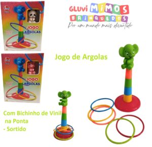 Jogo de Argolas  -  Com Bichinho de Vinil na Ponta - Sortido