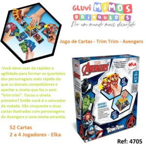 Jogo de Cartas - Trim Trim - Avengers - 52 Cartas - 2 a 4 Jogadores - Elka