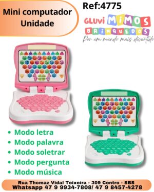 Mini Computador Lap Top 16 cm x 15 cm - Interativo com Atividades