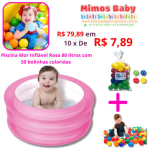 Piscina Mor Inflável Rosa 80 litros com 50 bolinhas coloridas