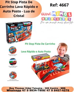 Pit Stop Pista De Carrinho Lava Rápido e Auto Posto - Lua de Cristal